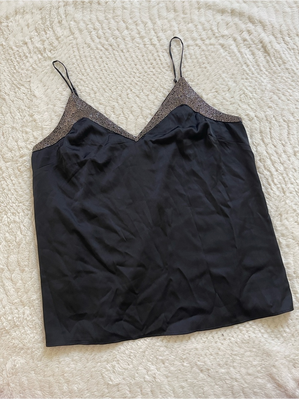 Express Beaded Satin Cami Top 🐦‍⬛